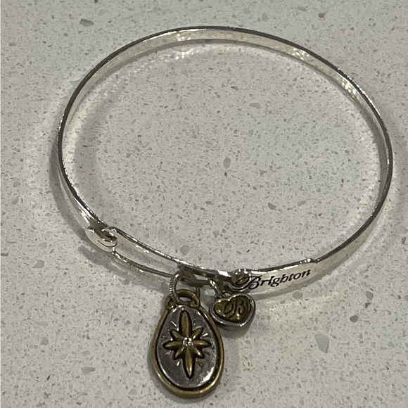 Brighton Retired Joy to the World Silver Bangle Bracelet in Fabric bag - Picture 1 of 4